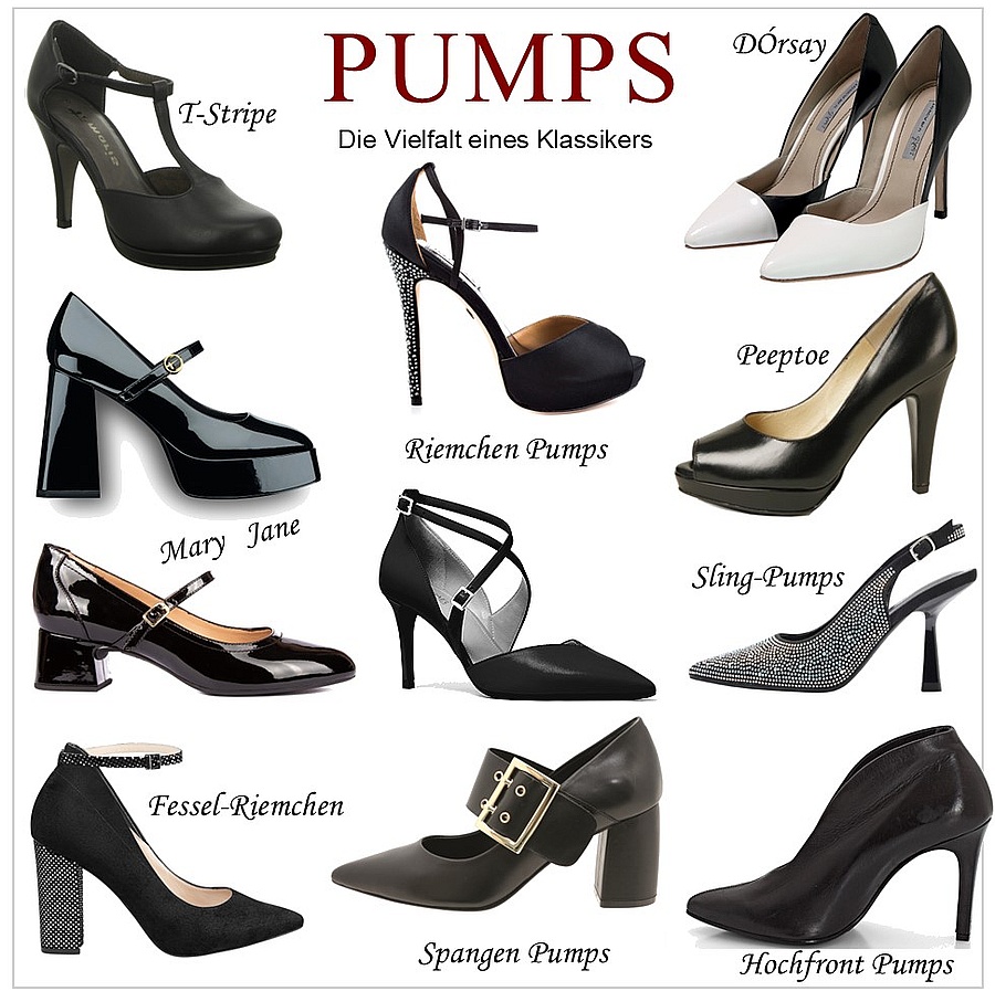 Pumps Varianten: Spangenpumps, Riemchenpumps T-Stripe, Mary Jane, 